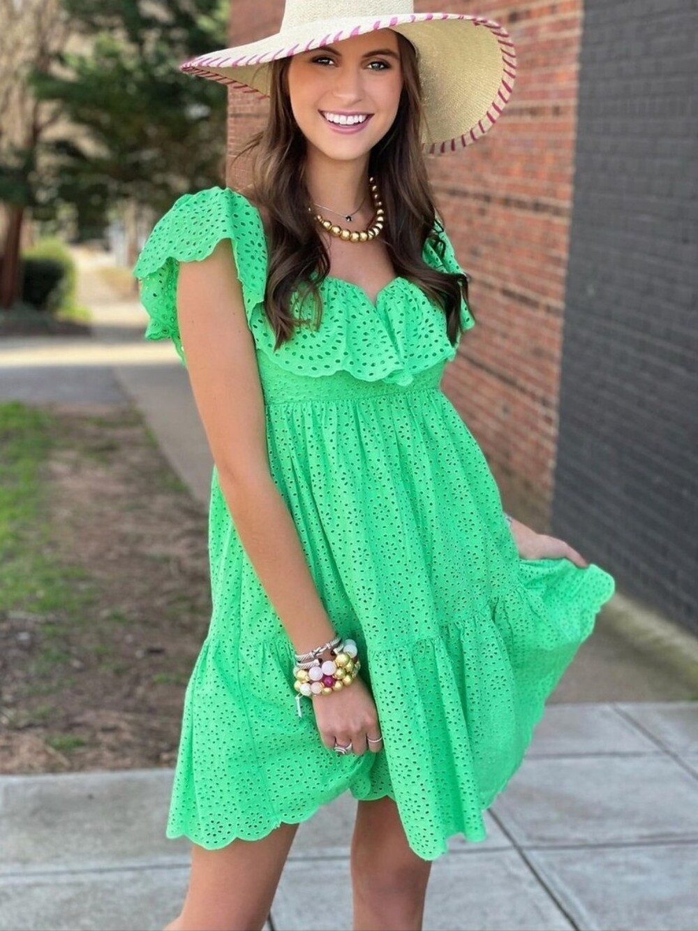 Lilly Pulitzer Green Eyelet Mini Dress